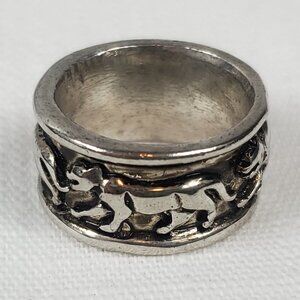 Panther Silver Tone Band Ring Wide Band Sz 14mm US 7